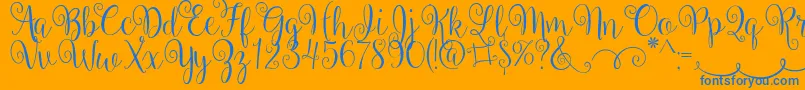 BallerinaScript-Schriftart – Blaue Schriften auf orangefarbenem Hintergrund