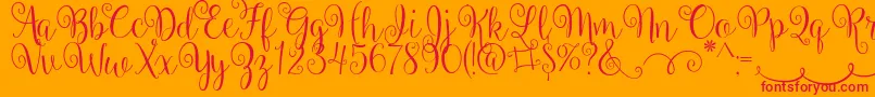 BallerinaScript Font – Red Fonts on Orange Background