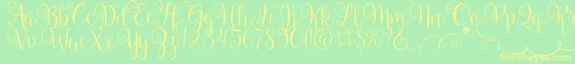 BallerinaScript-Schriftart – Gelbe Schriften auf grünem Hintergrund
