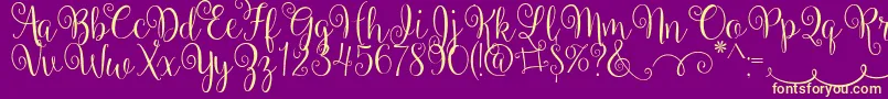 BallerinaScript Font – Yellow Fonts on Purple Background