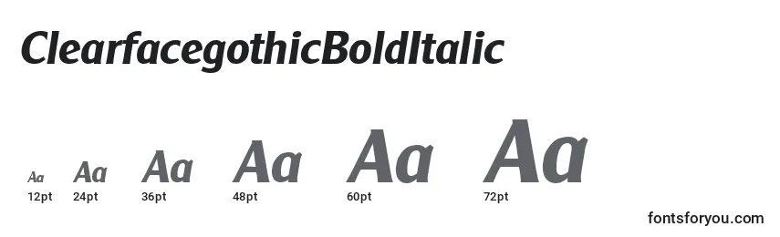 ClearfacegothicBoldItalic Font Sizes