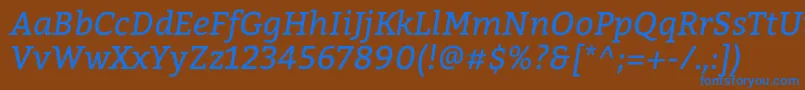 BitterItalic Font – Blue Fonts on Brown Background