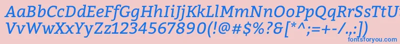 BitterItalic Font – Blue Fonts on Pink Background