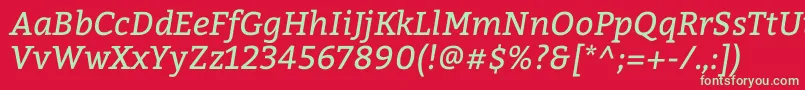 Czcionka BitterItalic – zielone czcionki na czerwonym tle