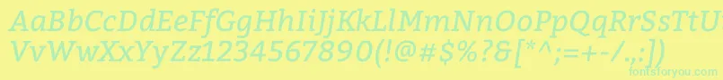 Fonte BitterItalic – fontes verdes em um fundo amarelo