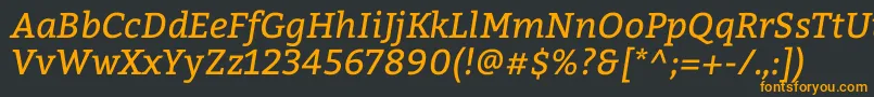 BitterItalic Font – Orange Fonts on Black Background