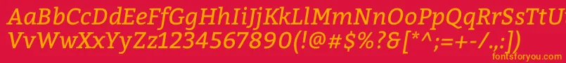 BitterItalic Font – Orange Fonts on Red Background