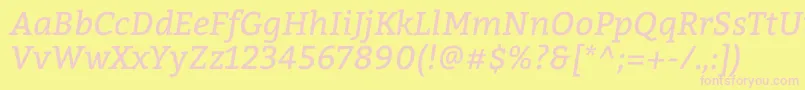 BitterItalic Font – Pink Fonts on Yellow Background