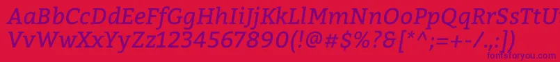 Czcionka BitterItalic – fioletowe czcionki na czerwonym tle