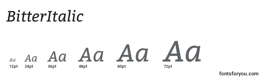 Размеры шрифта BitterItalic