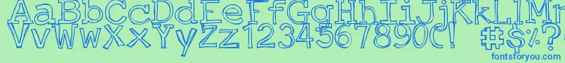 DjbJustAnOutty Font – Blue Fonts on Green Background