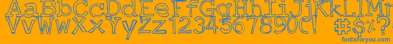 Czcionka DjbJustAnOutty – niebieskie czcionki na pomarańczowym tle