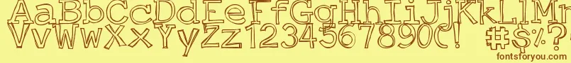 DjbJustAnOutty Font – Brown Fonts on Yellow Background