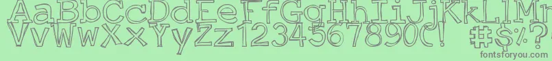 DjbJustAnOutty Font – Gray Fonts on Green Background