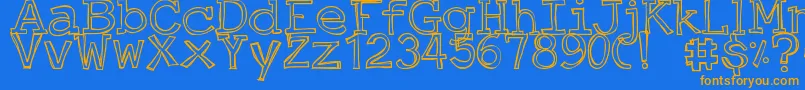 DjbJustAnOutty Font – Orange Fonts on Blue Background
