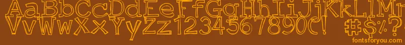 DjbJustAnOutty Font – Orange Fonts on Brown Background