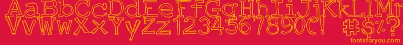 DjbJustAnOutty Font – Orange Fonts on Red Background