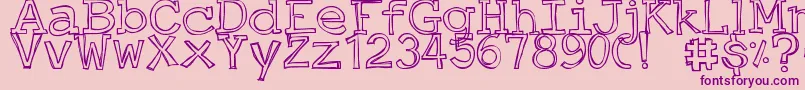 DjbJustAnOutty-Schriftart – Violette Schriften auf rosa Hintergrund