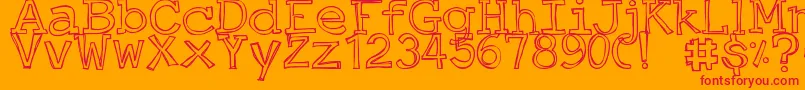 DjbJustAnOutty Font – Red Fonts on Orange Background