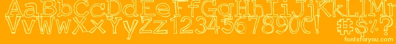 フォントDjbJustAnOutty – オレンジの背景に黄色の文字
