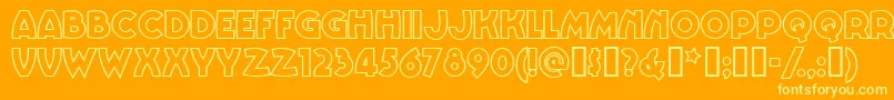 Vinnieboombahnf-Schriftart – Gelbe Schriften auf orangefarbenem Hintergrund