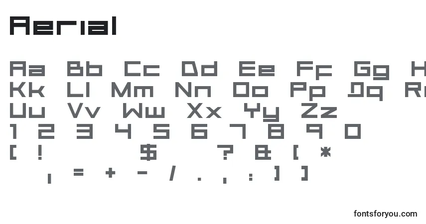 A fonte Aerial – alfabeto, números, caracteres especiais