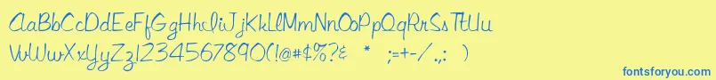 Шрифт Libbyscript2 – синие шрифты на жёлтом фоне