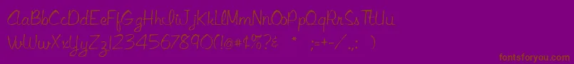 Libbyscript2-Schriftart – Braune Schriften auf violettem Hintergrund