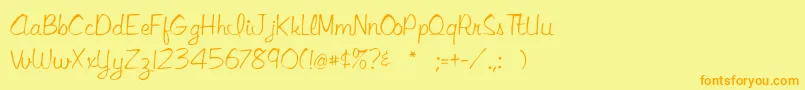 Fonte Libbyscript2 – fontes laranjas em um fundo amarelo