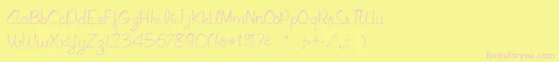 Libbyscript2-Schriftart – Rosa Schriften auf gelbem Hintergrund