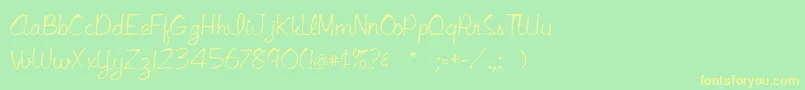Libbyscript2-Schriftart – Gelbe Schriften auf grünem Hintergrund