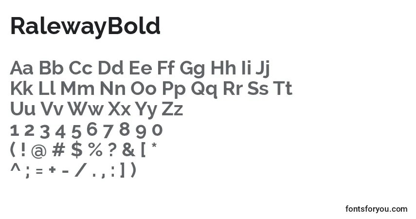 A fonte RalewayBold – alfabeto, números, caracteres especiais