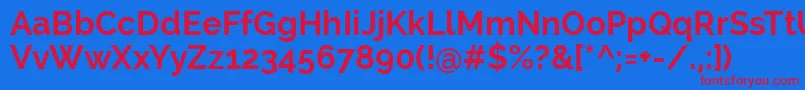 RalewayBold-fontti – punaiset fontit sinisellä taustalla