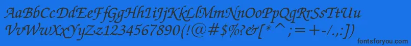フォントZapfChanceryMediumItalicBt – 黒い文字の青い背景