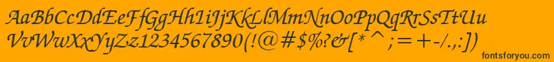 Шрифт ZapfChanceryMediumItalicBt – чёрные шрифты на оранжевом фоне
