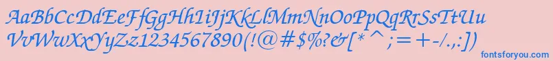 Шрифт ZapfChanceryMediumItalicBt – синие шрифты на розовом фоне