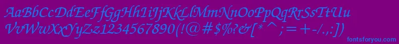 フォントZapfChanceryMediumItalicBt – 紫色の背景に青い文字