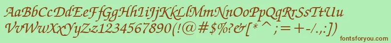 ZapfChanceryMediumItalicBt Font – Brown Fonts on Green Background