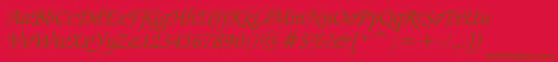 ZapfChanceryMediumItalicBt-Schriftart – Braune Schriften auf rotem Hintergrund