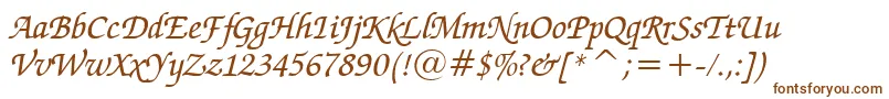 Шрифт ZapfChanceryMediumItalicBt – коричневые шрифты на белом фоне