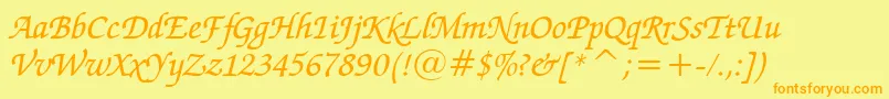 ZapfChanceryMediumItalicBt Font – Orange Fonts on Yellow Background