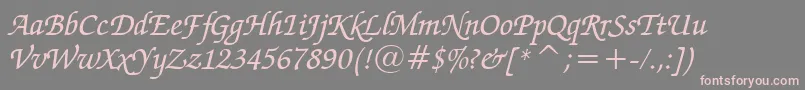 ZapfChanceryMediumItalicBt-fontti – vaaleanpunaiset fontit harmaalla taustalla