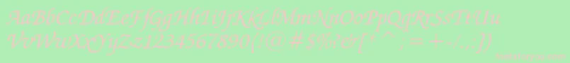 ZapfChanceryMediumItalicBt-fontti – vaaleanpunaiset fontit vihreällä taustalla