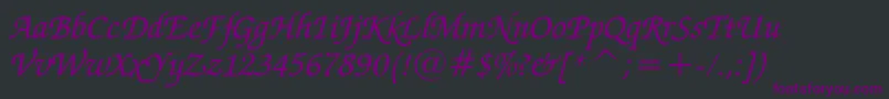 ZapfChanceryMediumItalicBt-fontti – violetit fontit mustalla taustalla