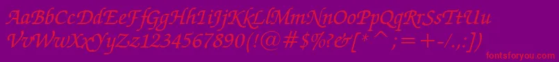 ZapfChanceryMediumItalicBt Font – Red Fonts on Purple Background