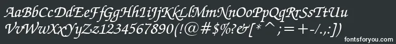 ZapfChanceryMediumItalicBt Font – White Fonts on Black Background