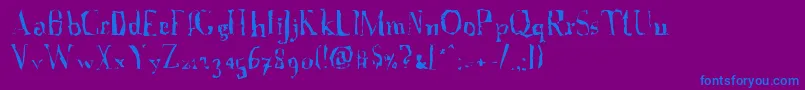 AFontWithSerifsdisordered-Schriftart – Blaue Schriften auf violettem Hintergrund