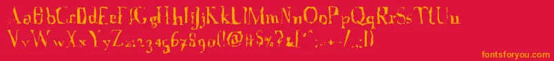 フォントAFontWithSerifsdisordered – 赤い背景にオレンジの文字
