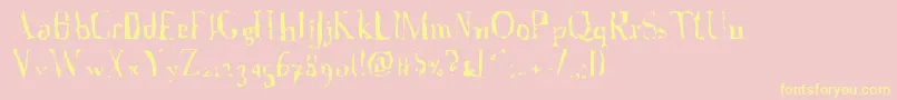 AFontWithSerifsdisordered-Schriftart – Gelbe Schriften auf rosa Hintergrund