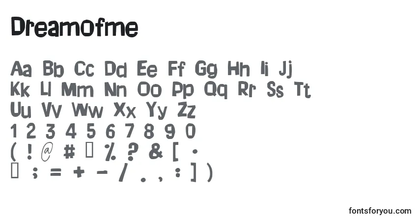Czcionka Dreamofme – alfabet, cyfry, specjalne znaki